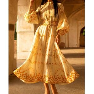 Classic Vintage Style Print Flared Hem Belted Dress